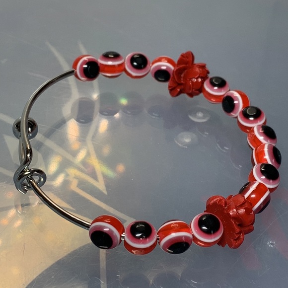 EVIL EYE NATURAL BRACELET 6cm diameter up to 7.5cm - Picture 4 of 4